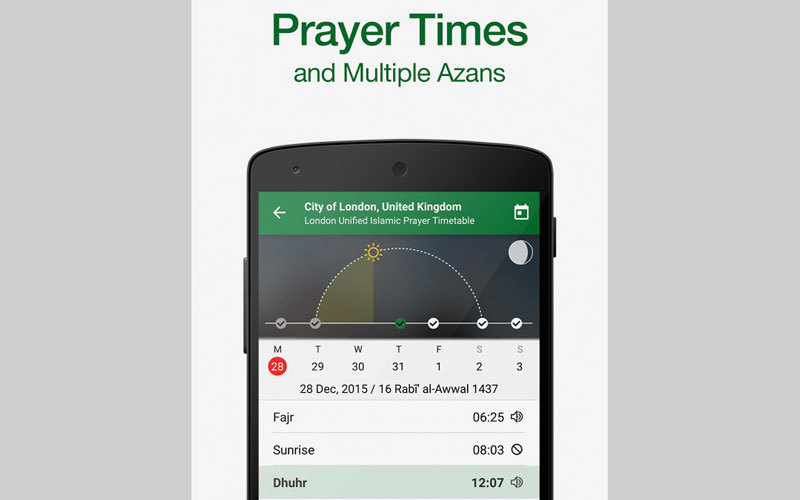 التطبيق يحدّد أوقات الصلاة بدقة وفقاً لموقع المستخدم. من المصدر