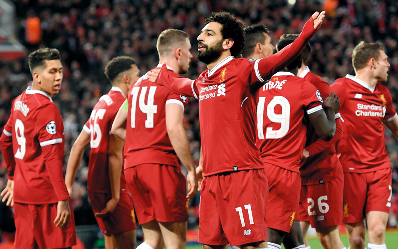 محمد صلاح افتتح التسجيل لليفربول في مرمى سيتي أول من أمس. أ.ف.ب