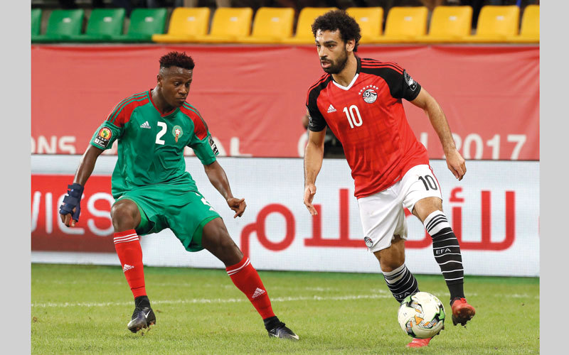 محمد صلاح خلال مباراة سابقة بين مصر والمغرب في كأس إفريقيا 2017. إي.بي.إيه