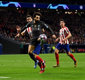 محمد صلاح خلال لقاء أتليتكو مدريد