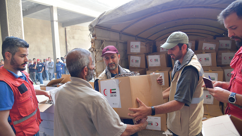 Emirates Red Crescent Authority Distributes Food Parcels and Clothes to Cleaners in Syria – “We Have Not Forgotten You” Initiative