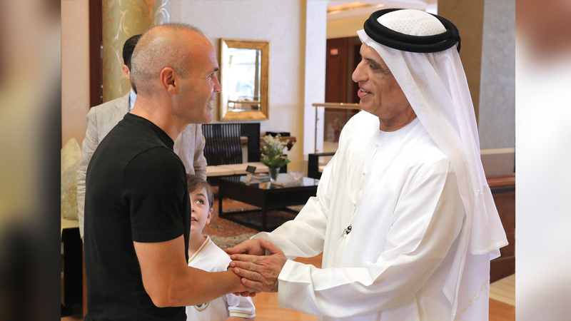 Ruler of Ras Al Khaimah Welcomes Spanish Football Star Andres Iniesta