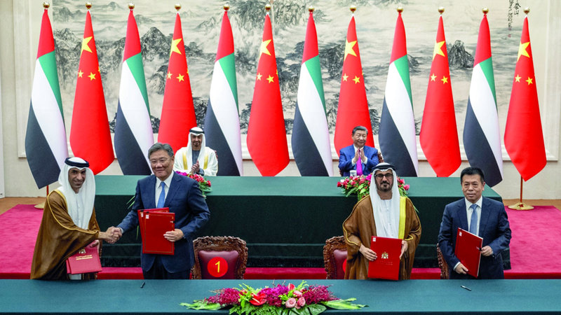 رئيس الدولة والرئيس الصيني يشهدان توقيع اتفاقيات ومذكرات تفاهم بين البلدين. وام