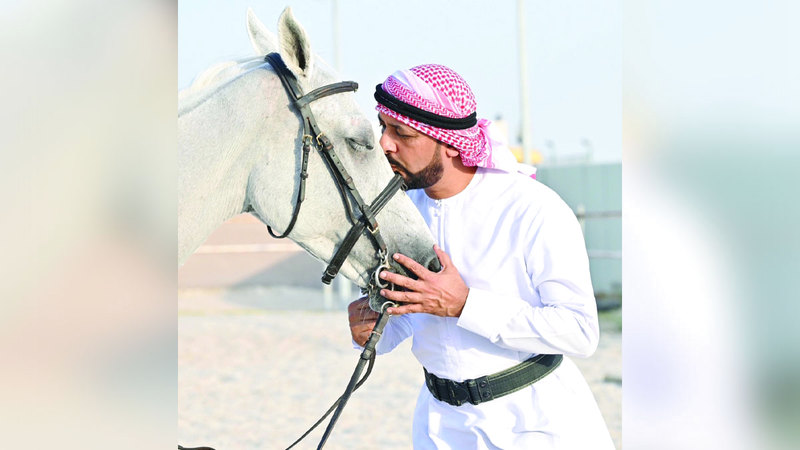 المهيري صاحب مسيرة طويلة مع الخيل فارساً ومدرباً ومروضاً. تصوير: إريك أرازاس