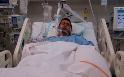 المصاب محمد سعيد يرقد في المستشفى. من المصدر