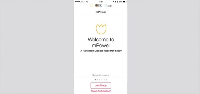 تطبيق «إم باور» mPower خاص بمرض الشلل الرعاش. من المصدر